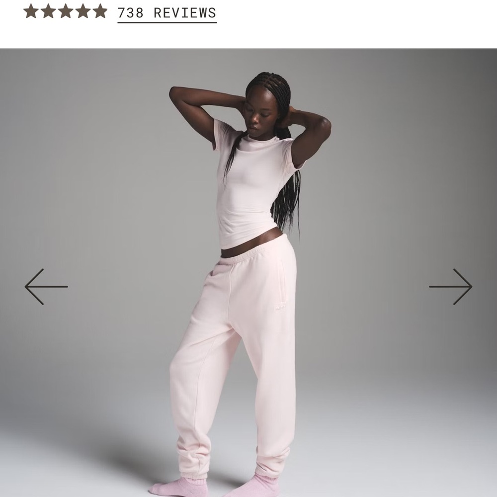 SKIMS NWT Cotton Fleece Classic Jogger - Barely Pink - Picture 2 of 7